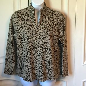 NEW Knit Jacquard Animal Mock Neck Top